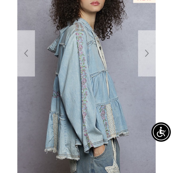 POL “ Marcia 2 “ POL Embroidered Hoodie Top Natural 56 - Picture 5 of 8